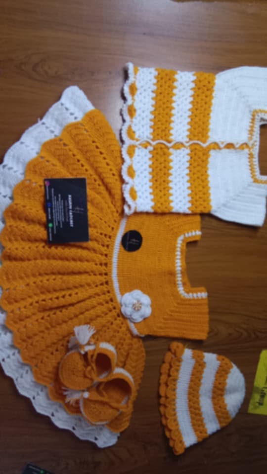 Selection of crochet yarn and tools